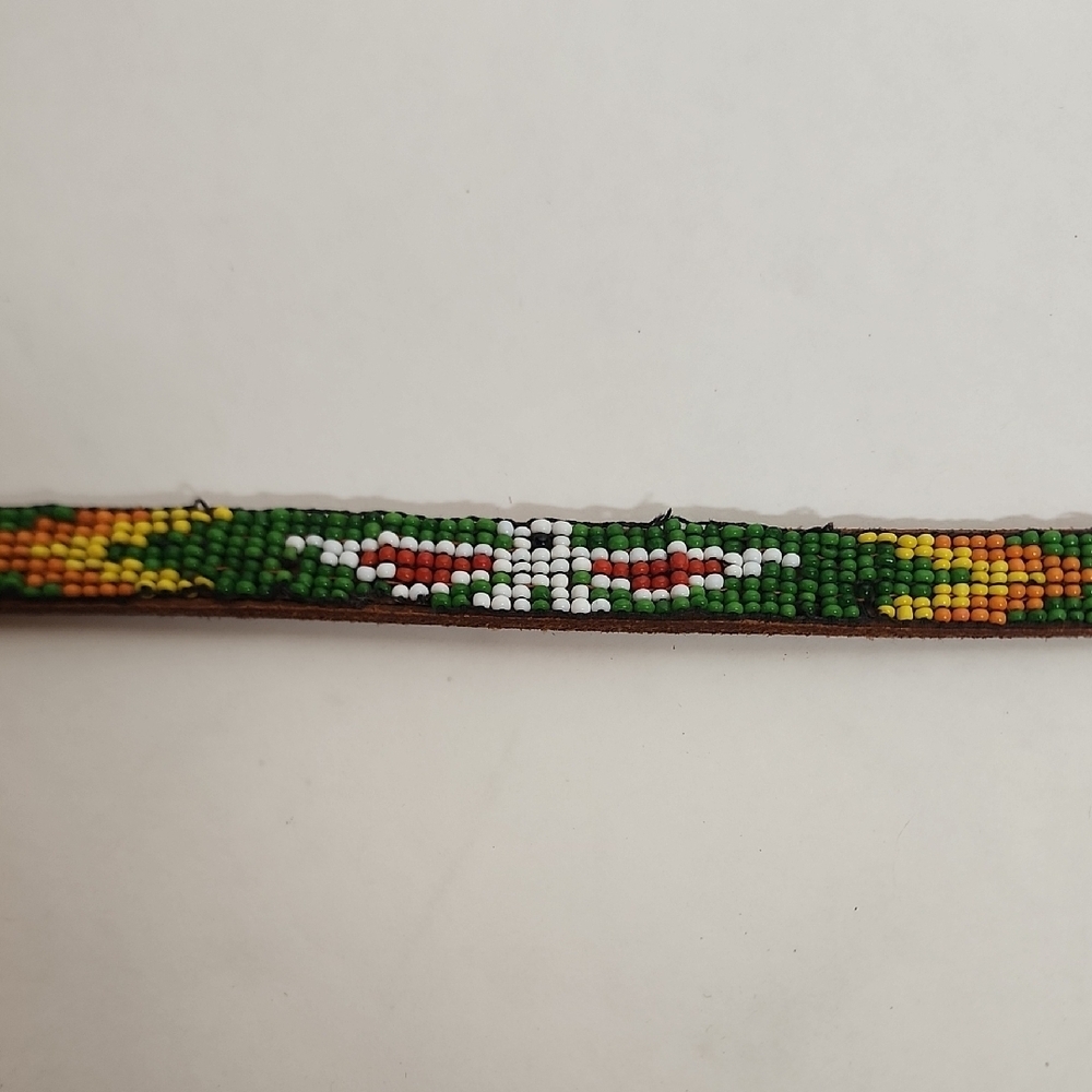 Colorful Vintage Native American Handcrafted Beaded Belt/Hat Band Size 26 - Picture 1 of 11